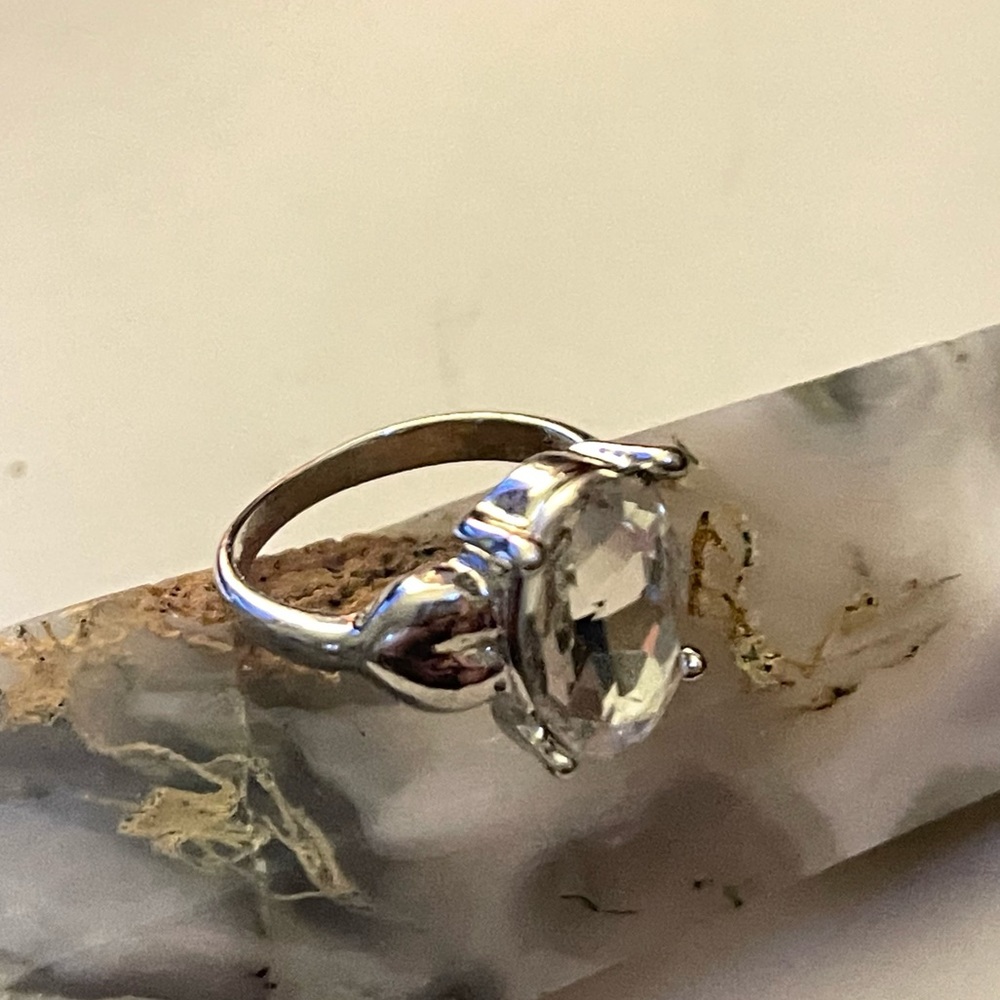 New Silver Maximalist 3.3ct White Sapphire Lux Statement Cocktail Ring - Picture 10 of 11